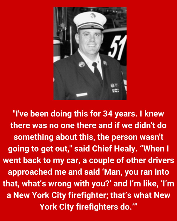 Deputy Chief George Healy rescued a man from a burning car early Monday morning.