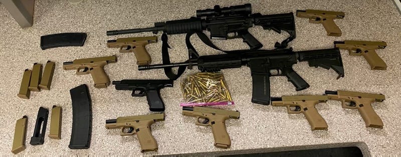 Weapons recovered from Yamil Torres-Rincon, who allegedly sold the firearms to undercover officers during four transactions between September and November of this year.