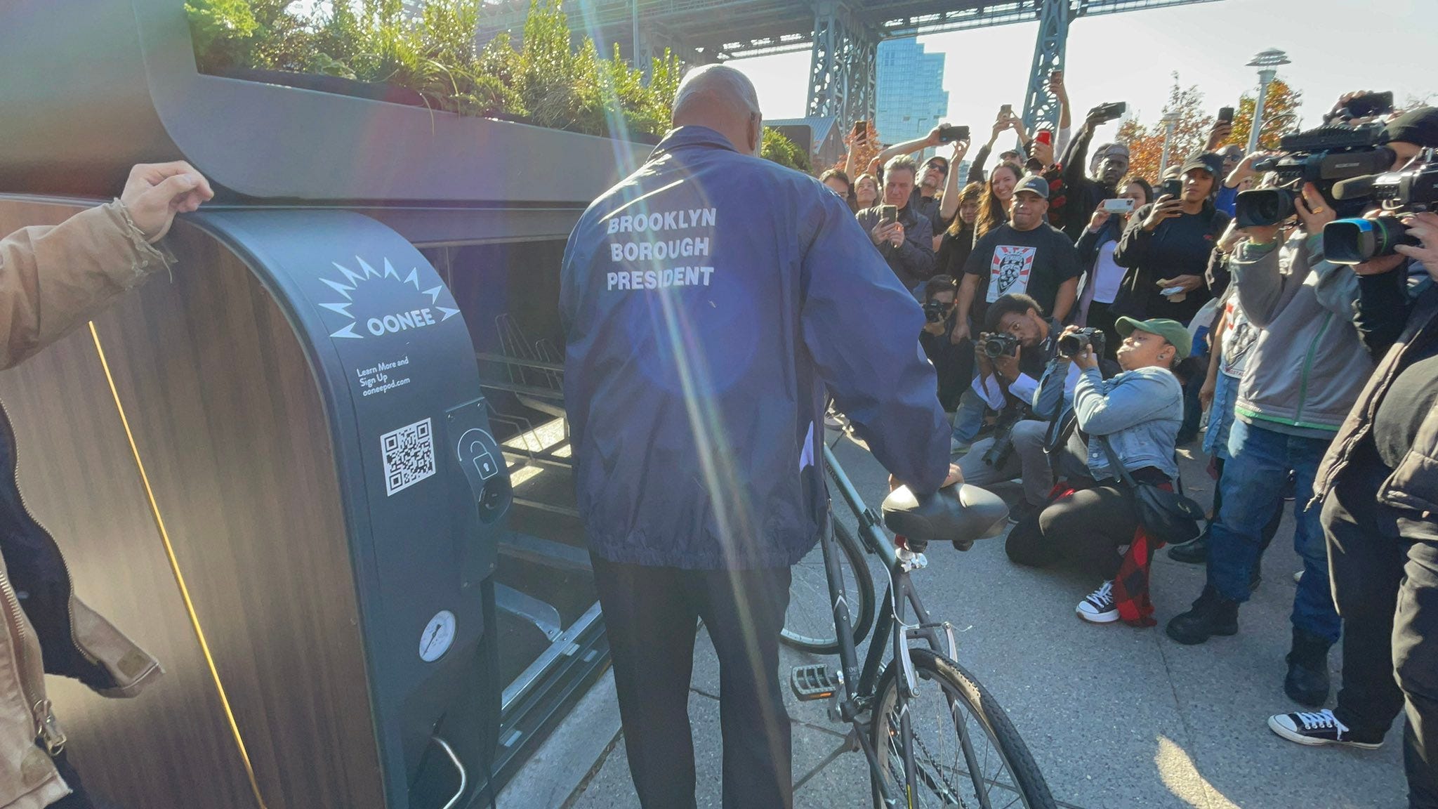 New bike parking option unveiled at Brooklyn's Domino Park in effort to curb thefts