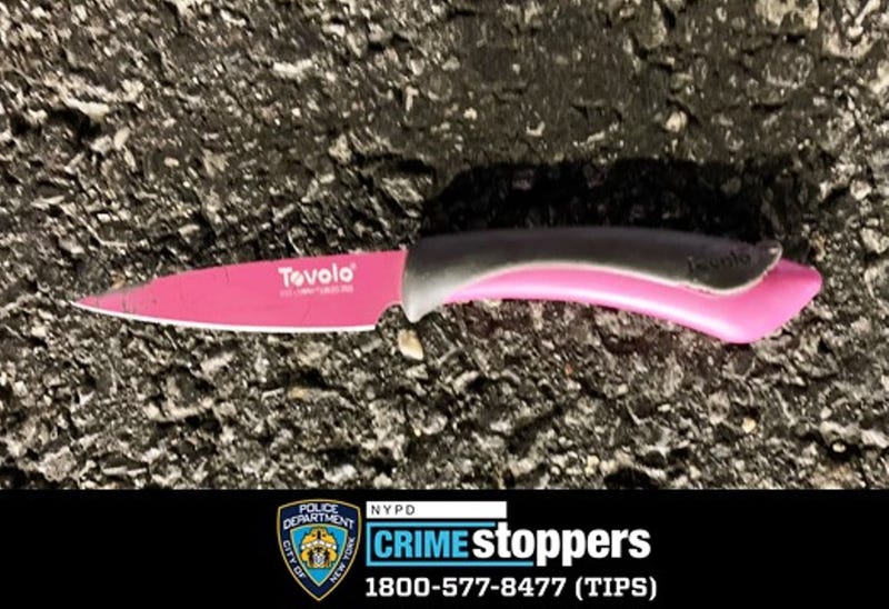 The knife that was recovered at the scene. Police said it has a 3-inch blade