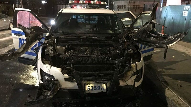COP CAR FIRE ARREST: Man, 51, charged with arson after NYPD vehicle 'engulfed in flames'