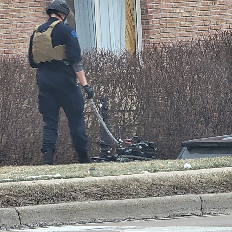 MSP Bomb Squad with bomb detecting robot 