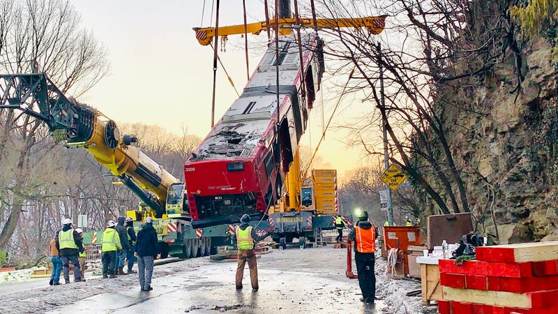 Bus Pulled Out of Fern Hollow Bridge Site