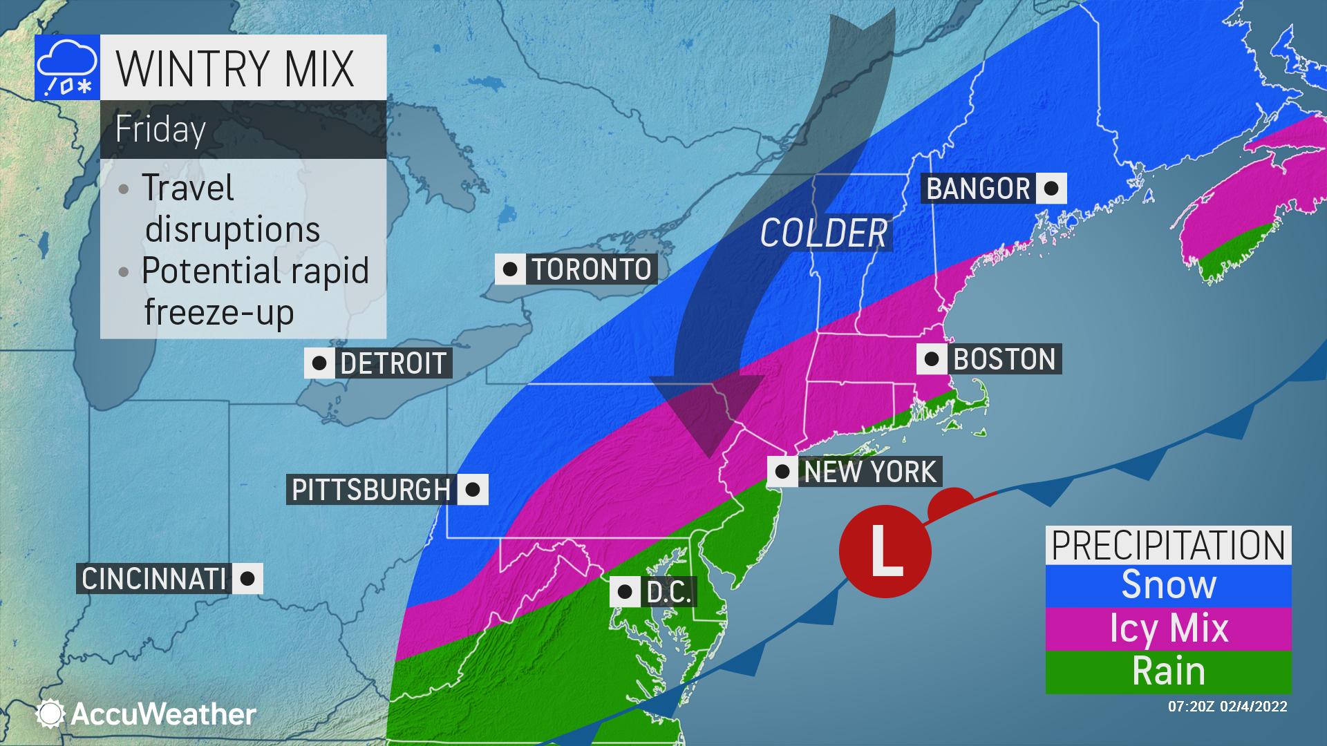 WEATHER: Ice threat for NYC area as plunging temps bring sleet, freezing rain Friday