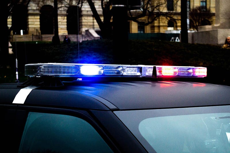 Flashing lights are pictured on an Illinois State Police car.