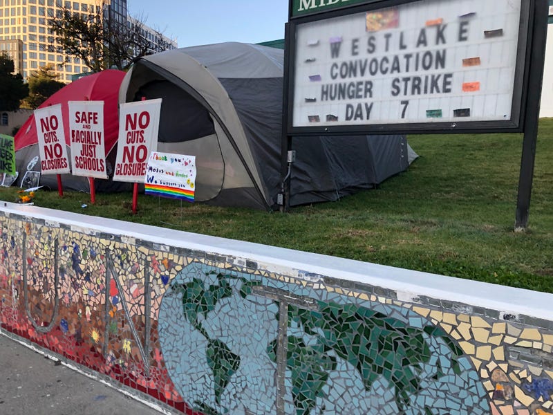 Maurice Andrew San-Chez and another teacher are holding a hunger strike in protest over OUSD's proposed cuts.