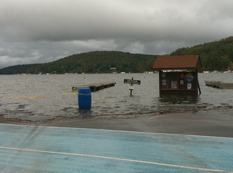 Flooding at Harvey's Lake boat launch