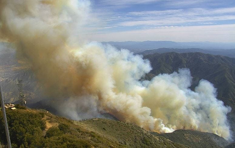 image of the "Jim Fire" burning in the Cleveland Naitional Forest on March 2, 2022.