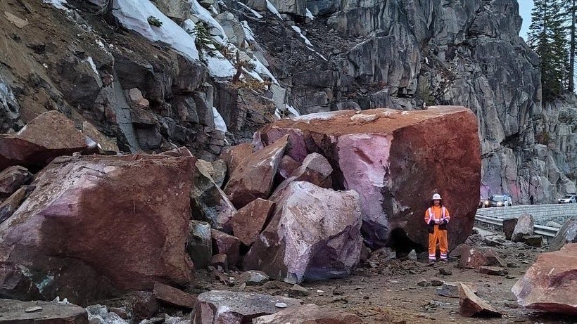 Massive rockslide closes major route in, out of South Lake Tahoe
