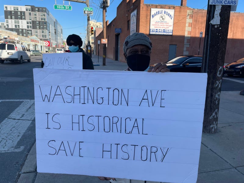 A protest sign held by those against fewer driving lanes on Washington Avenue in South Philadelphia.