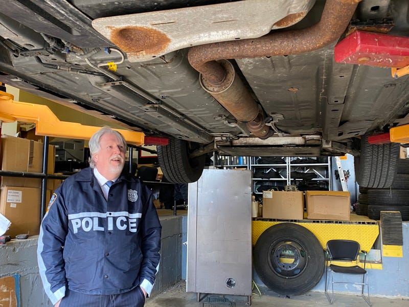 NYPD Auto Crimes detective explaining how parts are stolen.