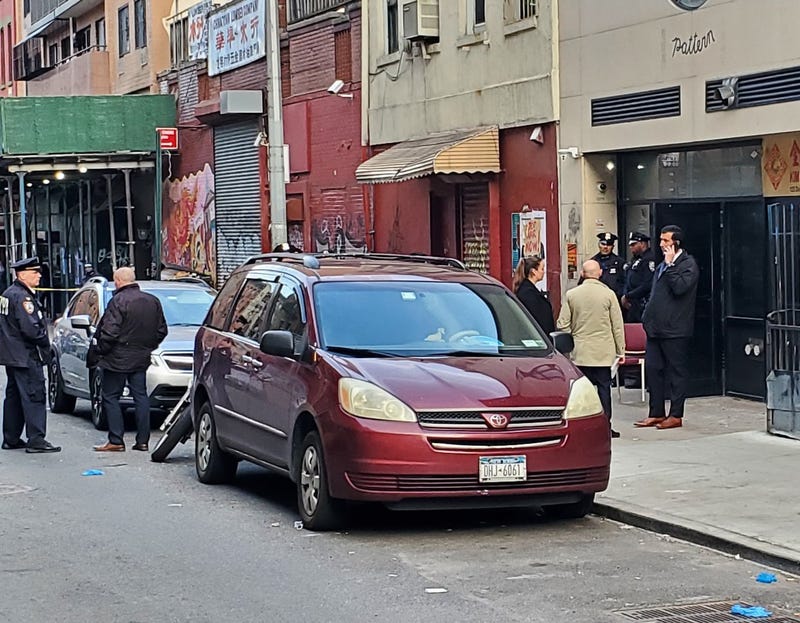 Police outside the scene of the stabbing on Division Street on Monday