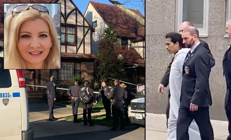 Police outside Orsolya Gaal’s home in Forest Hills last week. David Bonola (right) has been charged in her murder