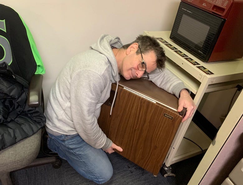 Office fridge & Rocky