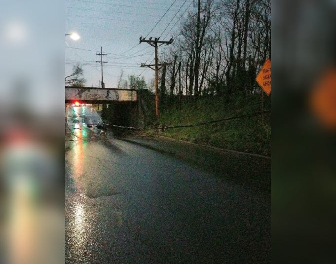 An image from NJ Transit shows downed power lines Monday morning