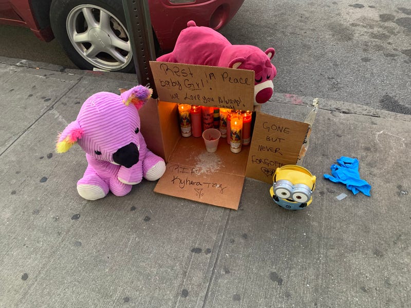 A memorial to Kyhara Tay near the scene of Monday's shooting