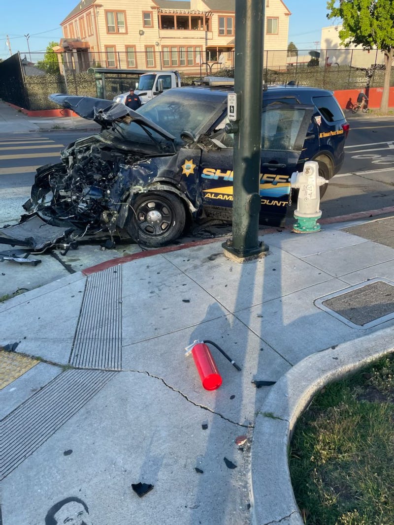 A person suspected of driving under the influence has been arrested in Oakland after crashing into a sheriff’s vehicle and injuring the deputy inside.