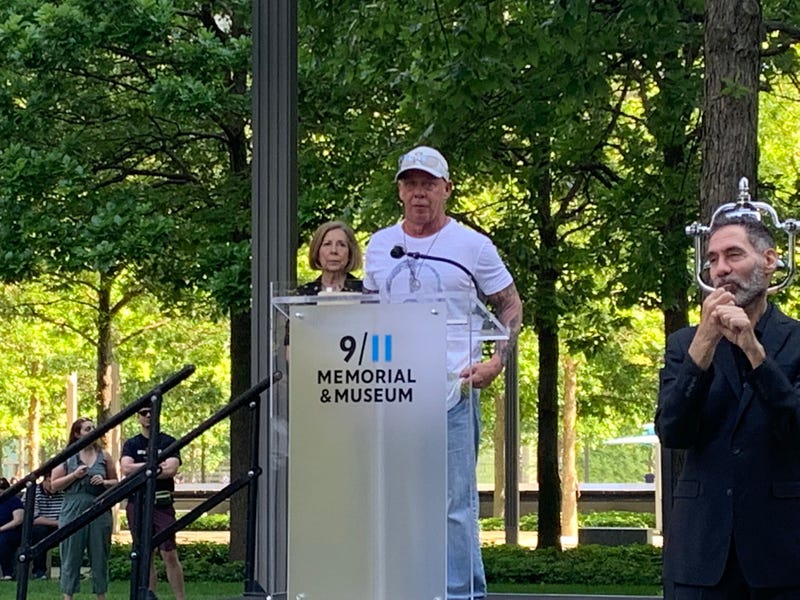 John Feal, founder of the FealGood Foundation, spoke at Monday's ceremony