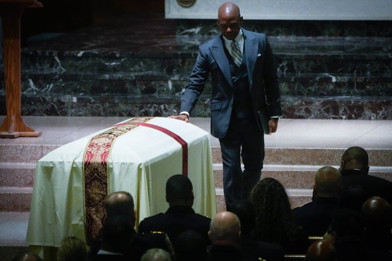 Mayor Eric Adams at the funeral of fallen NYPD Officer Jonathan Diller on March 30, 2024.