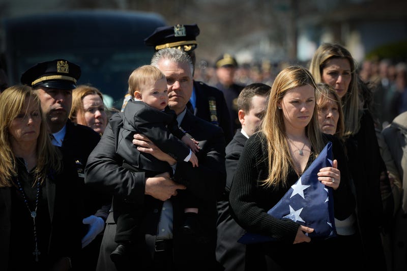 The Diller family at fallen NYPD Officer Jonathan Diller's funeral on March 30, 2024.