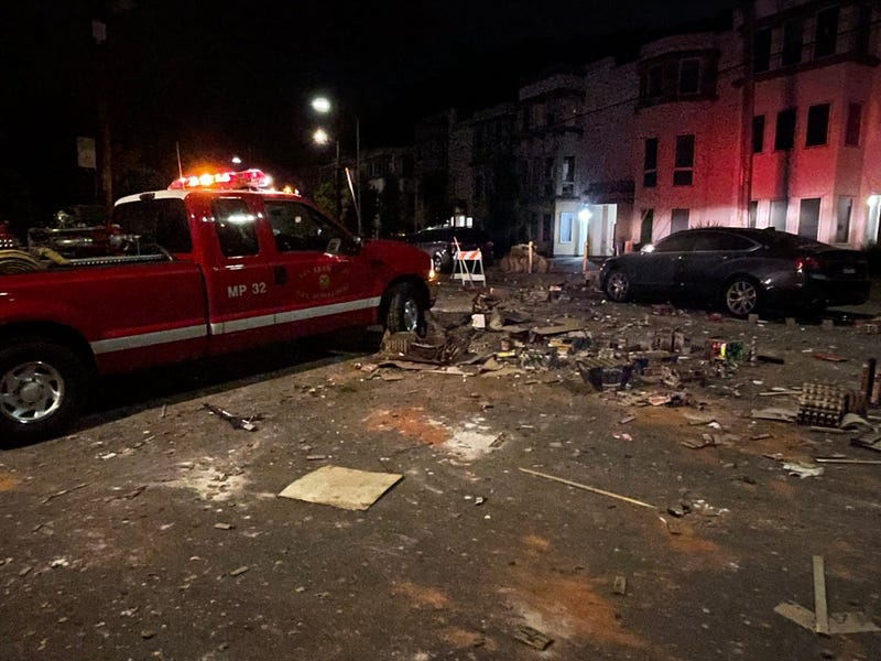 At around 12:39 a.m., San Francisco police responded to a large fire surrounded by a crowd at 24th and Harrison streets.