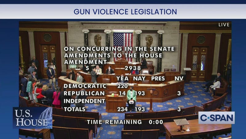 The final vote in the U.S. House of Representatives on gun violence legislation.