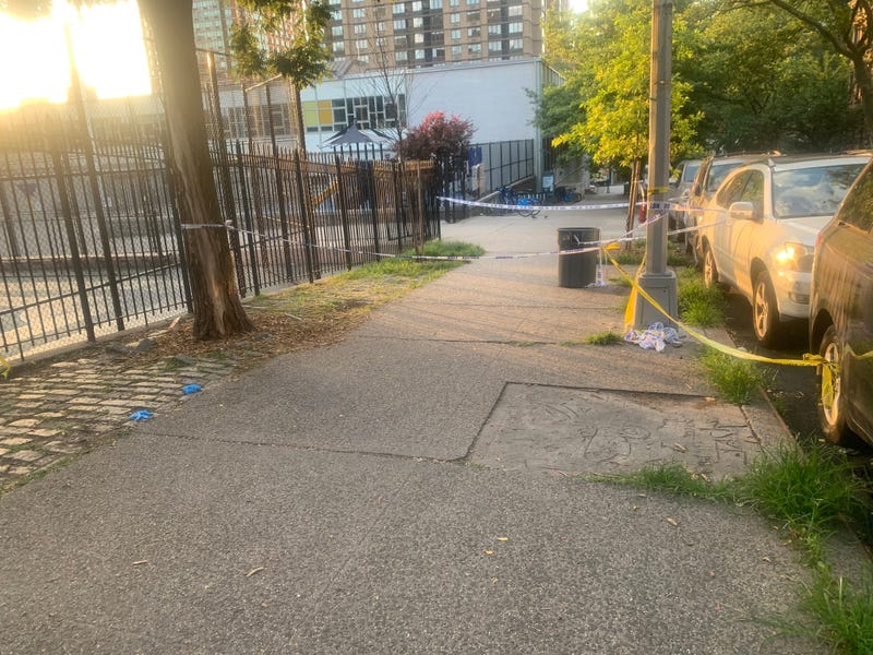 The woman was shot in the head at Lexington Avenue and East 95th Street around 8:30 p.m. The scene was still active Thursday morning