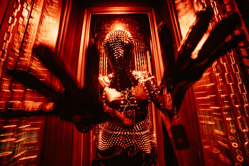 Models clad in S&M-inspired gear fill the "AHS: NYC" Shop.