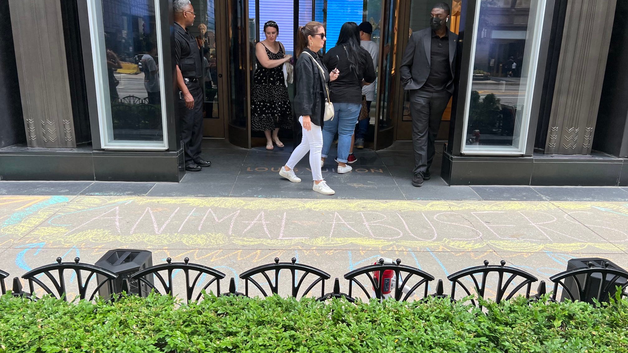 Protesters call on Louis Vuitton to stop using animal fur in clothes