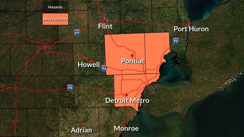 High temperatures set bake Metro Detroit through Sunday evening, Heat Advisory in effect