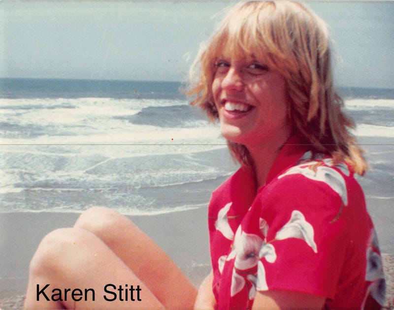 In 1982 almost 40 years ago, Palo Alto High School student Karen Stitt was dropped off at a bus stop at El Camino Real and Wolfe Road following a date with her boyfriend. Her body was found the next morning 100 yards from the bus stop. 