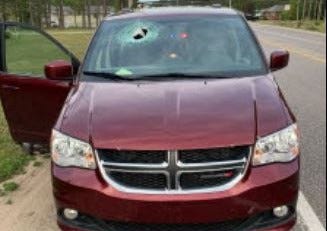 A 31-year-old man was arrested by state police on Saturday after he allegedly hurled a sizeable rock out of his Jeep and ended up injuring a child in a nearby car.