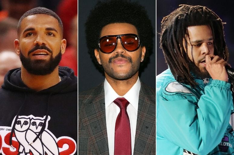 Drake, The Weeknd, and J. Cole