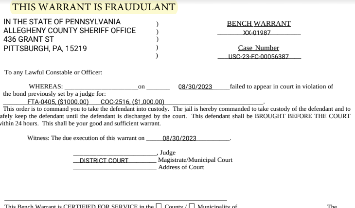 Fake Warrant
