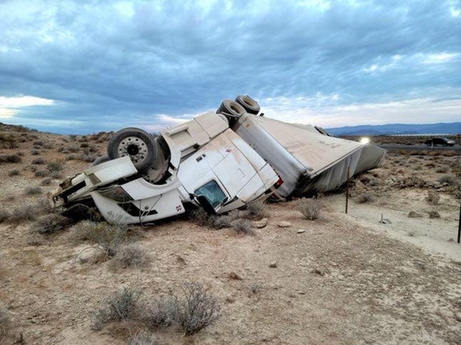 Nevada Highway patrol investigates a semi truck accident on 10-5-21