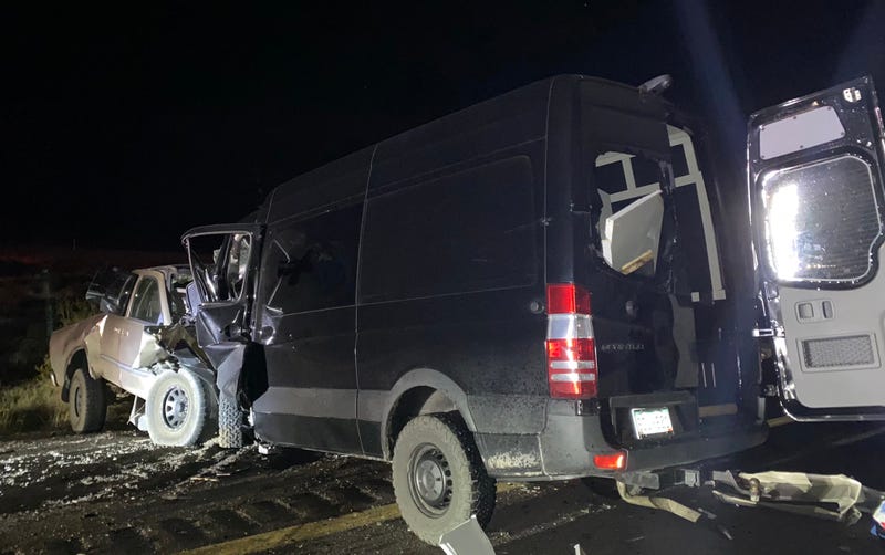 The scene of a wrong-way crash that killed two near Overton on February 5th, 2021