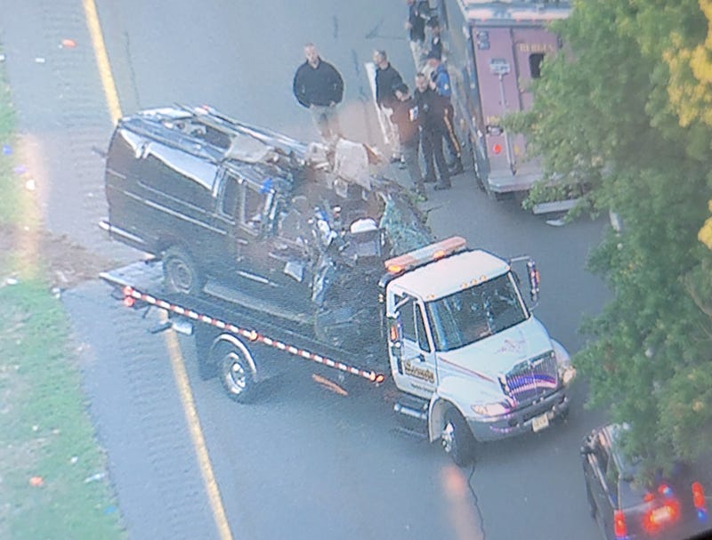 The van was removed from the scene around 7 a.m