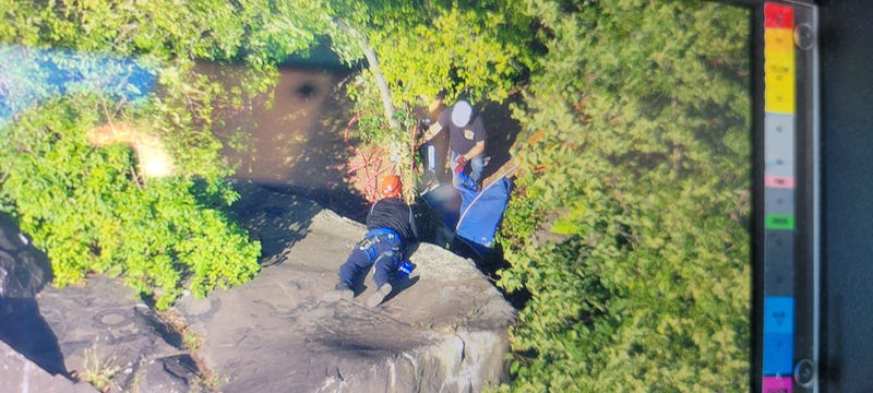 Rappelers rescued the man at sunrise