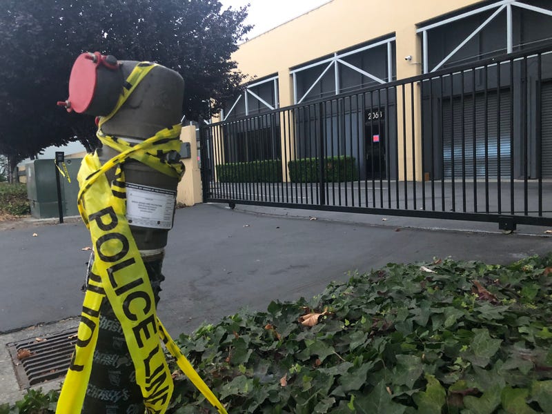 The marijuana cultivation warehouse in San Leandro which was the site of a shootout on Sunday morning.