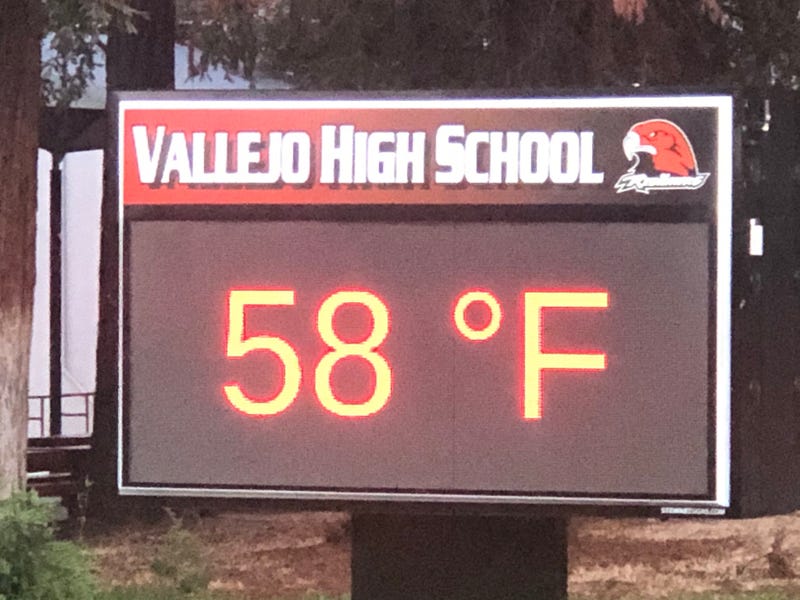 Vallejo High School sign outside the school.