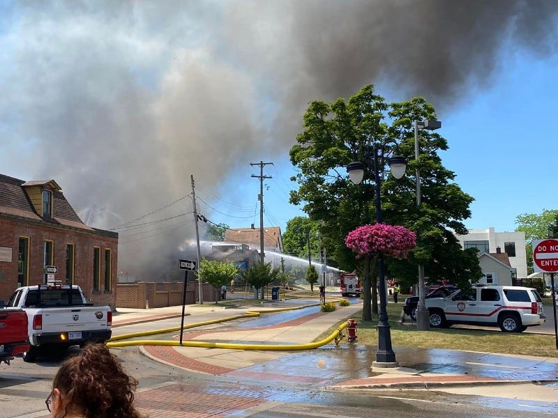 Fire in downtown Fenton
