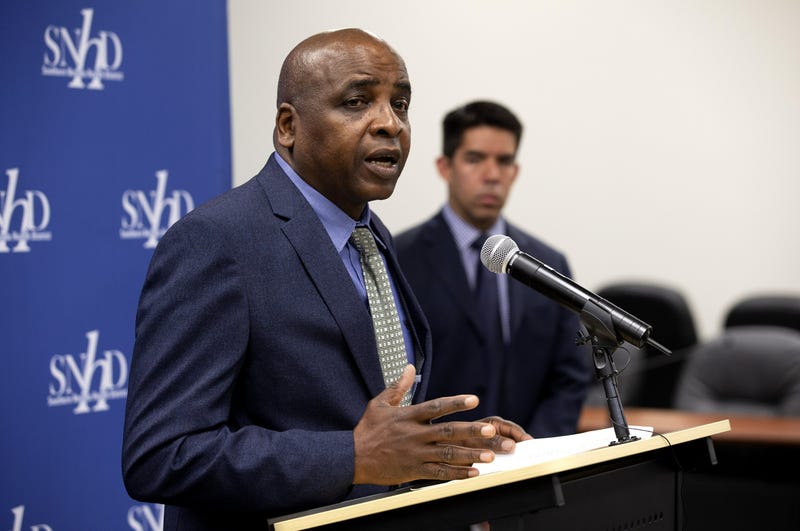 Acting Chief Health Officer, Fermin Leguen, MD, MPH, speaks to the press about Clark County's efforts to fight Covid-19
