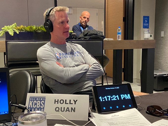 Steve Kerr joins KCBS Radio's Holly Quan and Ted Ramey on Monday.