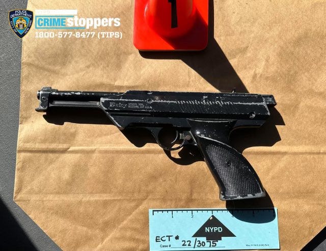 A photo from the NYPD shows the imitation gun the suspect used to hijack the bus