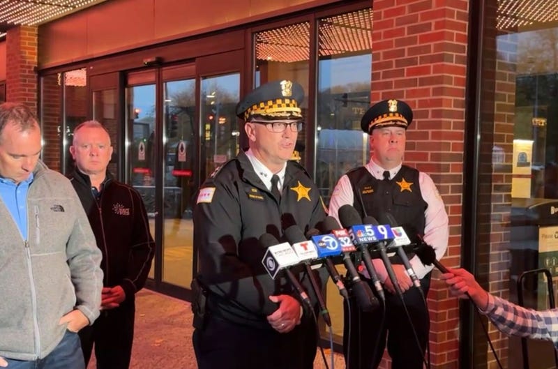 Chicago Police Chief of Patrol Jon Hein speaks to reporters after two men were killed in a shooting at Navy Pier on Tuesday afternoon.