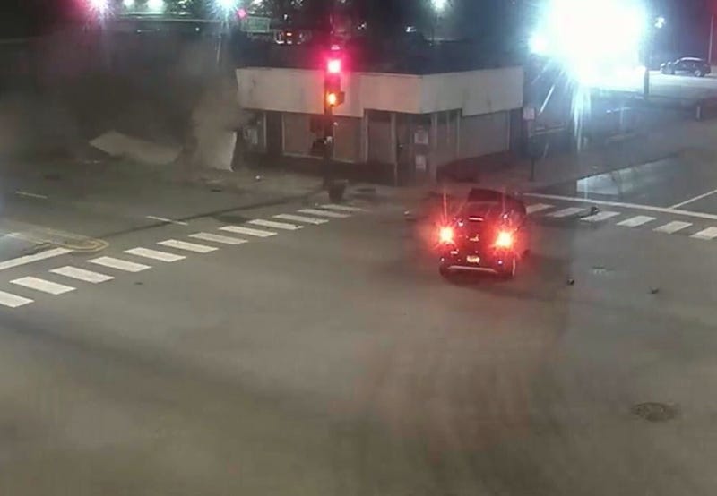 A still taken from newly released Chicago police surveillance footage shows the aftermath of a fatal crash that took place on the city's Lower West Side on Oct. 1, 2024. 