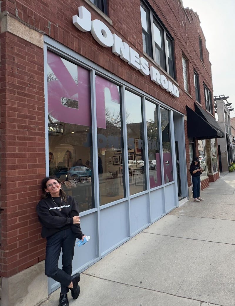 Bobbi Brown stands outside of a new Jones Road store in Chicago's Bucktown neighborhood.