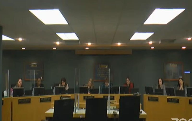A still from Monday night's District U-46 School board meeting.