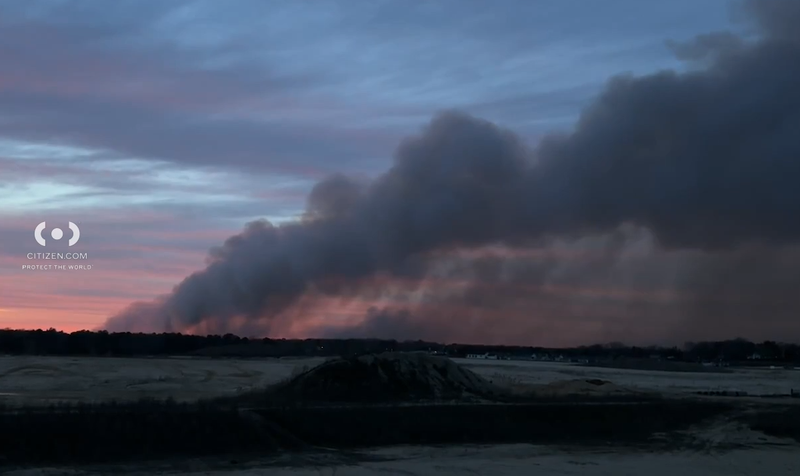 A wildfire burns in the Greenwood Forest Wildlife Area on Tuesday night