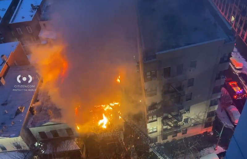 The fire overtook two building at 2086 Anthony Ave. on Feb. 12, 2025